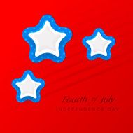 Shiny blue and silver stars on bright red background