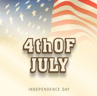 Shiny text 4th of July on national flag waving background