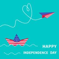 Independence day US of America Paper boat paperplane