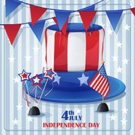 Independence Day on July 4 with flags and caps N3
