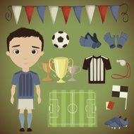 Footballer and football elements
