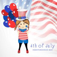 Cute little girl holding shiny balloons in national flag colors N2