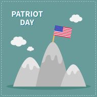 Star and strip flag on the mountain Patriot day Flat