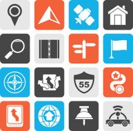 Silhouette Gps navigation and road icons