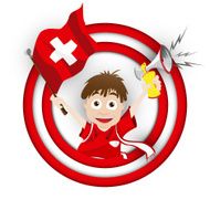 Switzerland Soccer Fan Flag Cartoon