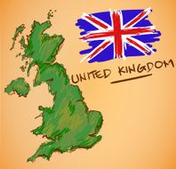 United Kingdom Map and National Flag Vector