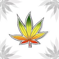 Cannabis leaf with rastafarian flag colors horizontal N2