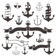 Vintage anchor with ribbon banners