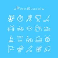 Set of White Icons Sport Equipment