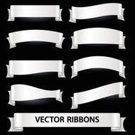 white various curved empty ribbon banners eps10
