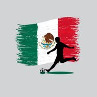 Soccer Player action with United Mexican States flag on background