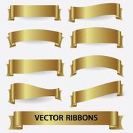 gold ribbon banners eps10
