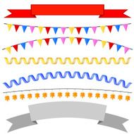 Set isolates flags tape headers garland Vector illustration