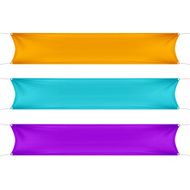 Blank Empty Horizontal Rectangular Banners Set with Corners Ropes N2