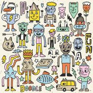 Wacky crazy colorful doodles set 5 Vector illustration Hand drawn N2
