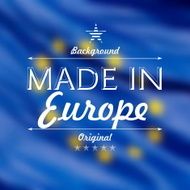 Made In Europe card vector illustration blurred flag background