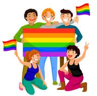 people with rainbow flags