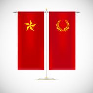 Two flags on a stand N3