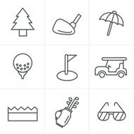 Line Icons Style golf Set Vector Design
