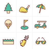Icons Style golf Set Vector Design