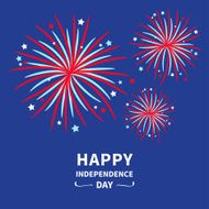 Happy independence day Fireworks Star and strip Flat design