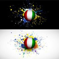 Ivory Coast flag with soccer ball dash on colorful background