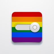 Vector modern lgbt flag button on gray background