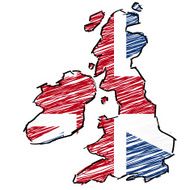 United Kingdom scribbled flag map