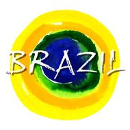 Handmade watercolor Brazil flag background Brasil summer N10