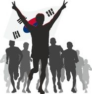 Winner with the South Korea flag at finish
