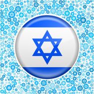 Israeli Flag on Blue Snowflake Background