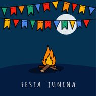 Brazilian june party vector illustration background with flags garland N2