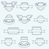 Vector set of crests badges icons with ribbons