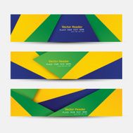 Brazil flag colors concept three colorful header set design vector
