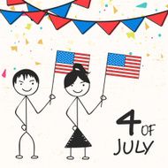 Happy kids with flag for American Independence Day celebration N2