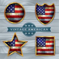 Vector Vintage American Flag Emblems Illustration