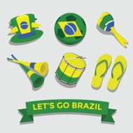 Let&#039;s go Brazil icon for cheering fan set