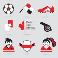 Canada Soccer icons and design element set N2