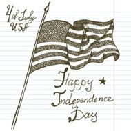 Hand drawn sketch American flag USA Independence day vector illustration N2