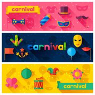 Celebration festive banners with carnival flat icons and objects N2