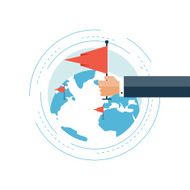 Globe with map markers leadership in business concept