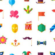 Celebration seamless pattern with carnival flat icons and objects N2