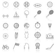 Sport line icons with reflect on white