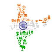 Indian Map with Cultural Object