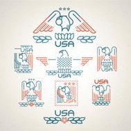 Made in the USA Symbol with American flag and eagle N14