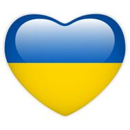 Ukraine Flag Heart Glossy Button N2