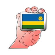 hand holding Rwanda flag