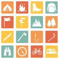 Vector Set of Hiking and Camping icons N12