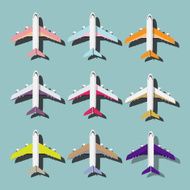 colorful airplanes - vector illustration