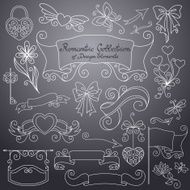 Vector Romantic Collection of Hand Drawn Design Elements